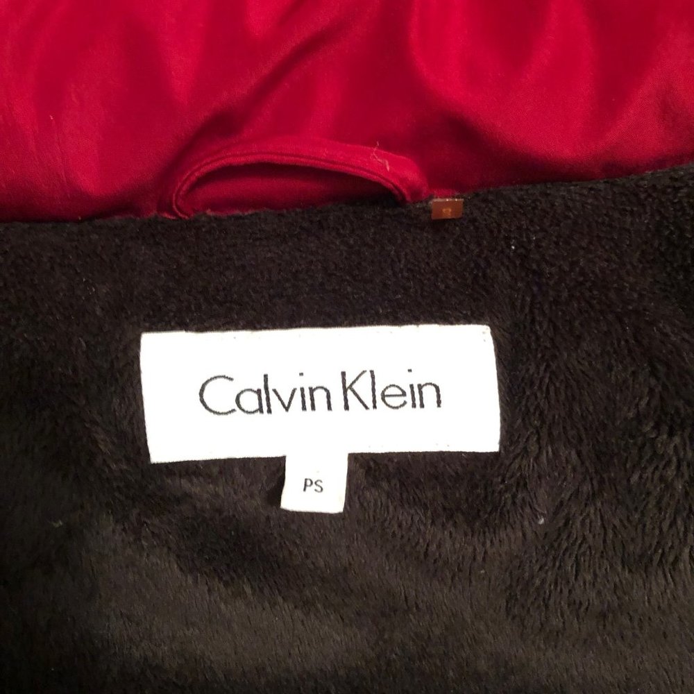 Calvin Klein Faux Fur Trim Hooded Quilted Down Jacket Puffer Parka Coat Women PS - Picture 2 of 10
